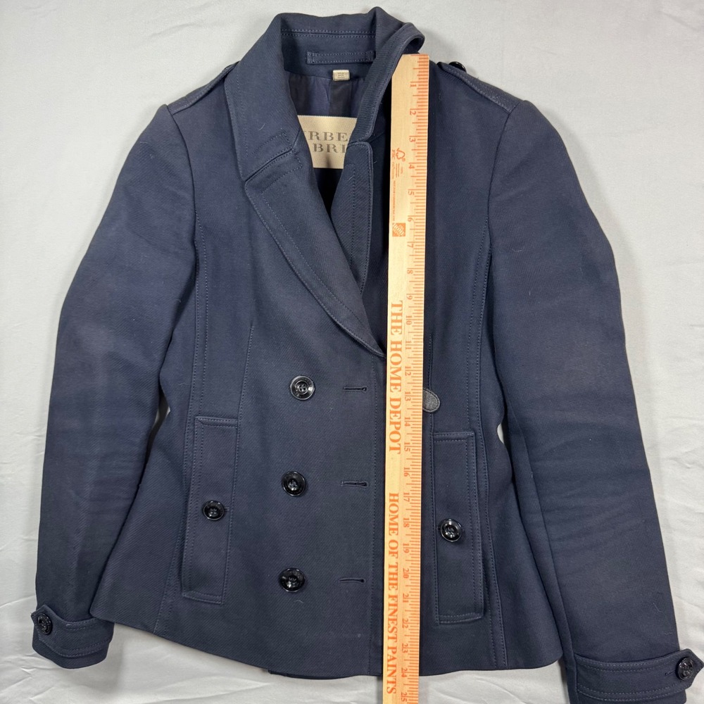 Burberry Brit Womens 2 Blue Asymmetrical Double-Breasted Peacoat Preppy Luxury - Picture 8 of 14